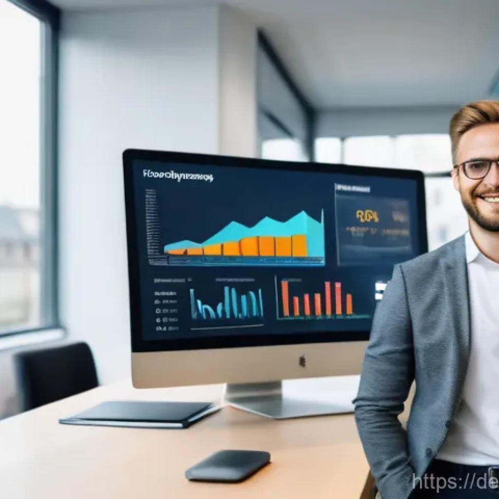 자산 정리 시스템과 고객 관리의 연계 - **Prompt:** A smiling German business professional, casually dressed in smart business attire (e.g.,...