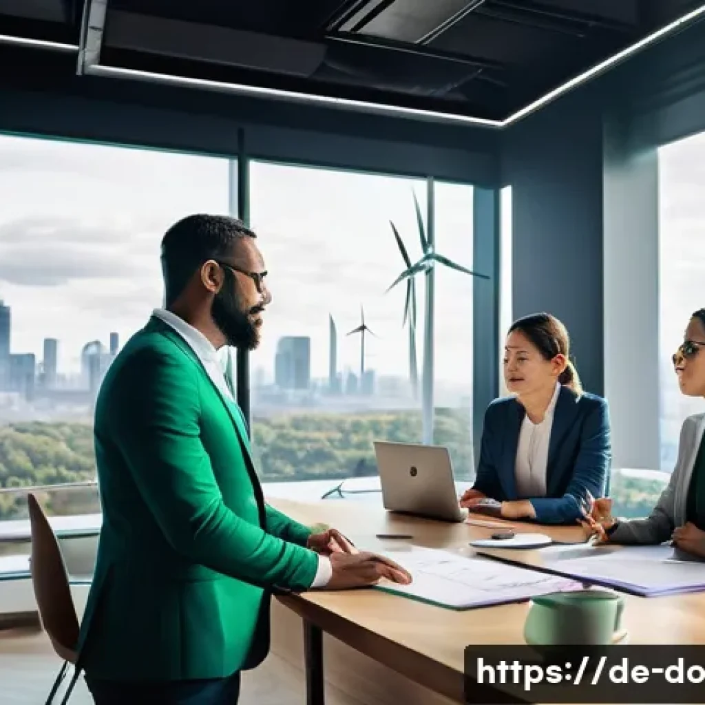 자산 정리 시스템의 지속 가능성 - **Sustainable Growth and Responsible Investment:**
    A vibrant, sunlit, modern office space with l...