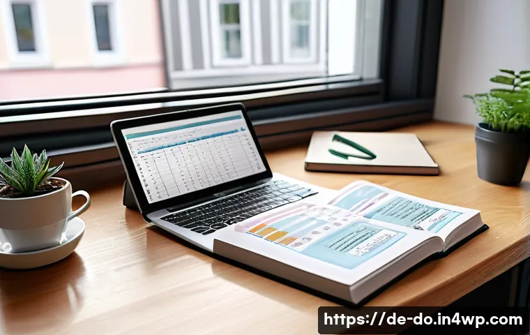 자산 정리의 기초 지식과 실천 - A detailed scene of a modern German household desk with a neat open Haushaltsbuch (budget book) show...