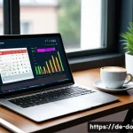 자산 정리 시스템 구축을 위한 가이드라인 - A modern home office scene focused on personal finance management for a German individual: a sleek l...