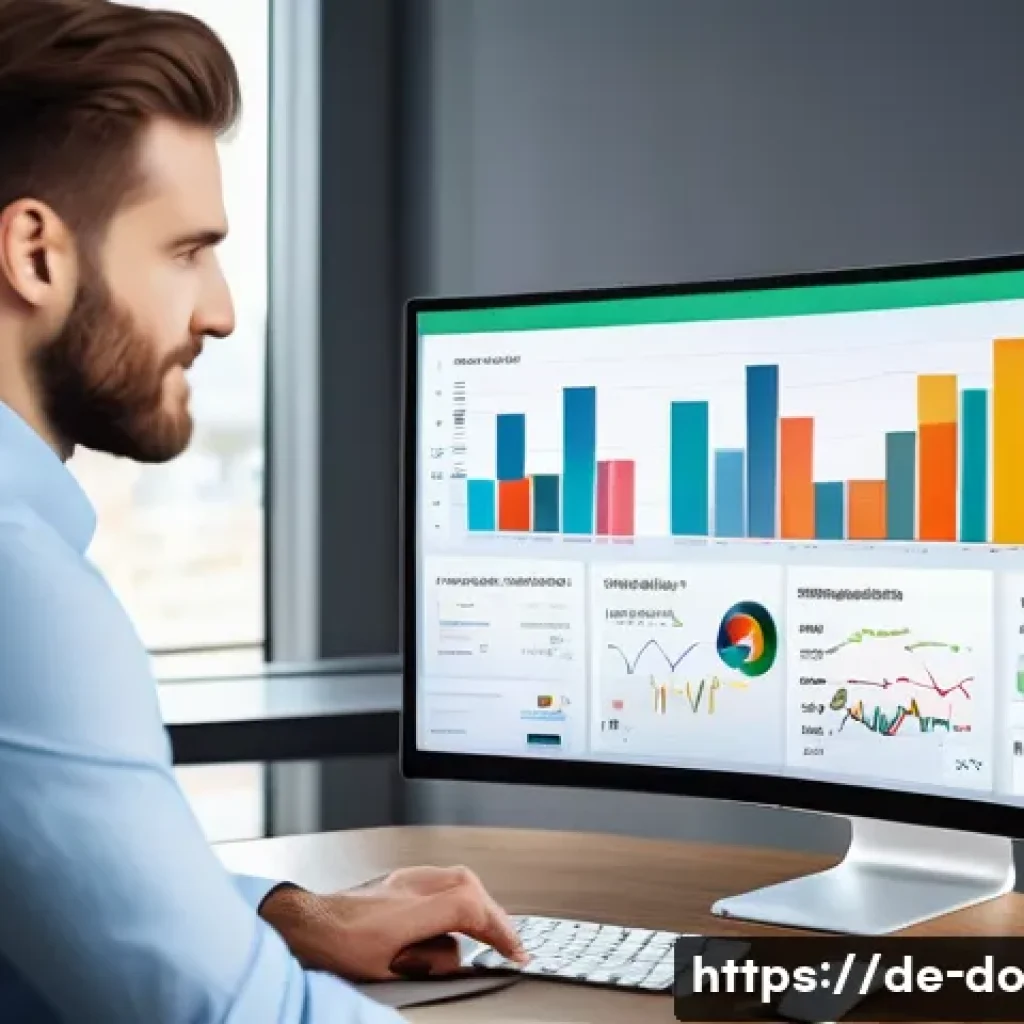 자산 관리에서 기술 활용하기 - A modern digital finance dashboard displayed on a high-resolution computer screen in a bright, minim...