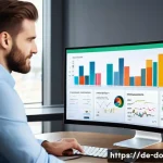 자산 관리에서 기술 활용하기 - A modern digital finance dashboard displayed on a high-resolution computer screen in a bright, minim...