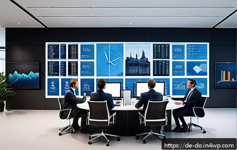 자산 정리 장기 계획 수립하기 - A sophisticated modern office scene showing a diverse group of German professionals discussing inves...