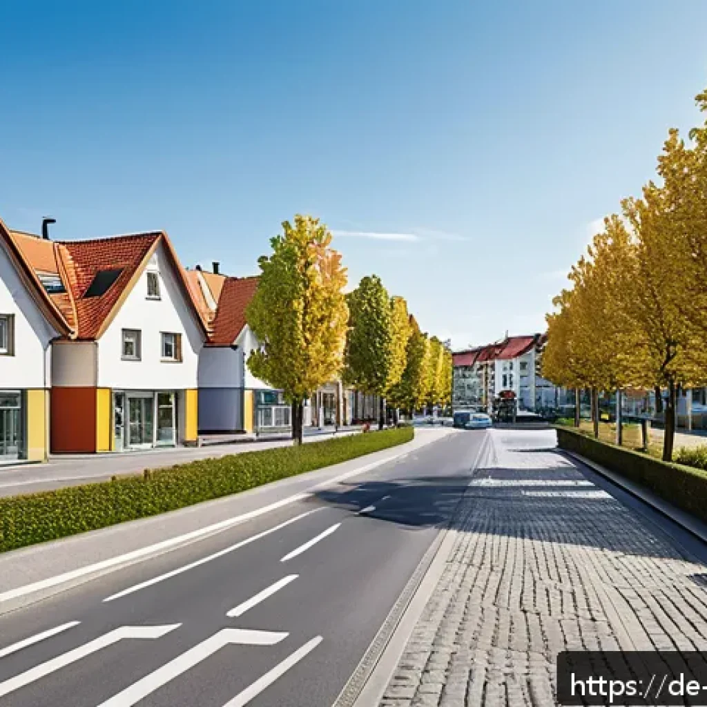 정리된 자산의 가치 평가 방법 - A detailed urban neighborhood scene in Germany showcasing residential real estate with modern infras...