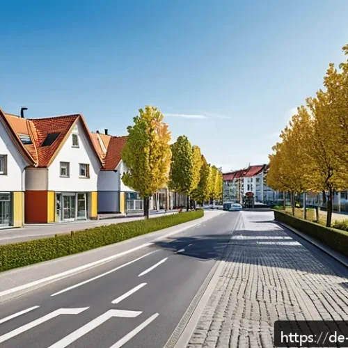정리된 자산의 가치 평가 방법 - A detailed urban neighborhood scene in Germany showcasing residential real estate with modern infras...