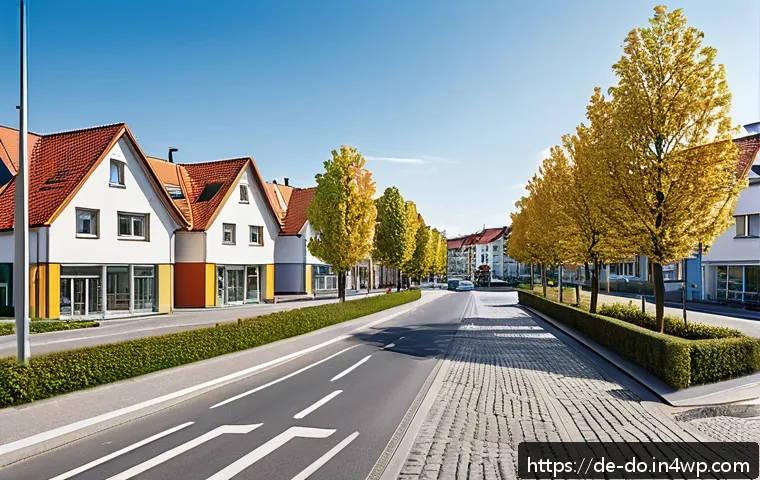 정리된 자산의 가치 평가 방법 - A detailed urban neighborhood scene in Germany showcasing residential real estate with modern infras...