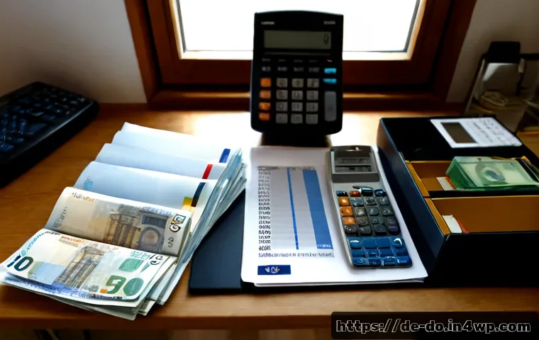 자산 정리 시스템 구축을 위한 예산 계획 - Photorealistic organized home office in Germany, middle-aged professional calmly building a househol...